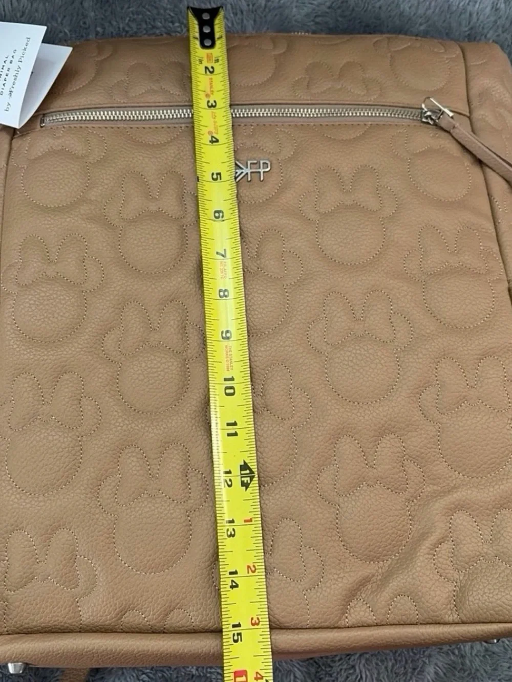 New Fresh Picked Large Tan Minimal Disney Baby Quilted embroidered Diaper bag.